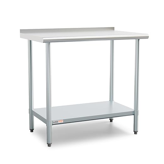 Stainless Steel Table 36x24 inches 3ft for Prep & Work, Heavy Duty Table with Backsplash for Commercial Kitchen, Restaurant, Home, Hotel, Laundry Room,Garage, Workshops