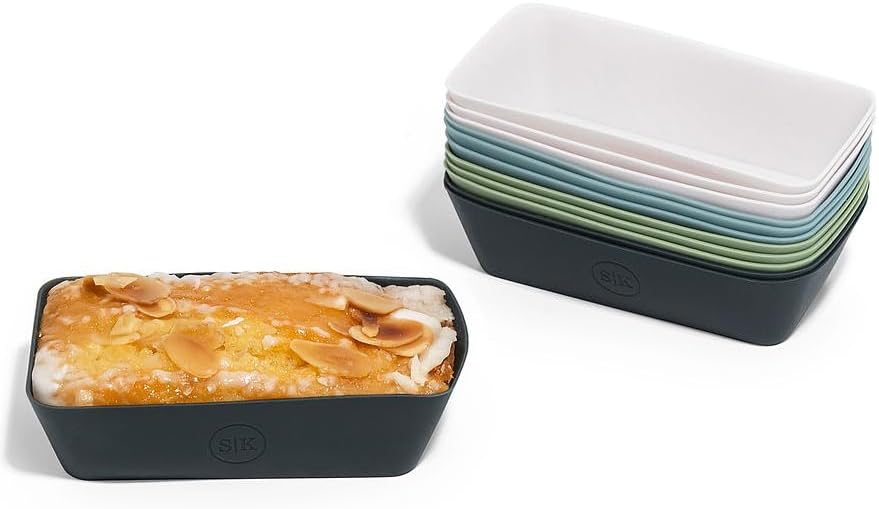 The Silicone Kitchen Silicone Individual Mini Loaf Pans - Reusable, Non-Toxic, BPA Free, Dishwasher Safe, Bento Box Accessories (12 Pack, Navy, White, Blue, Green)