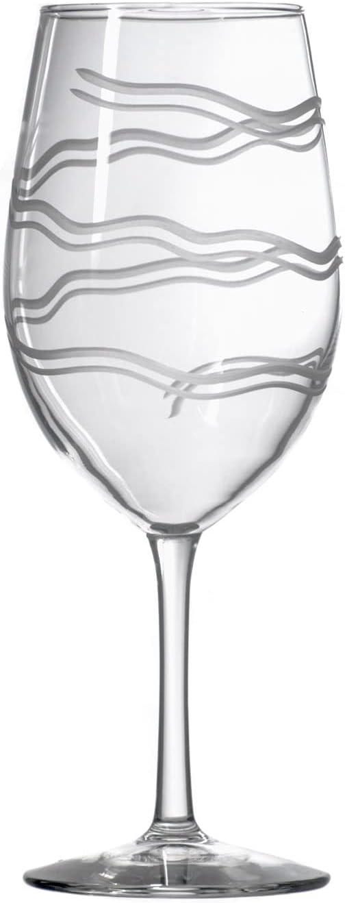 Rolf Glass Good Vibrations All Purpose Wine Glass | Set of 4 Large 18oz Wine Glasses | Lead-Free and Diamond-Wheel Engraved | Proudly Made in the USA | Spiral Etched Glass