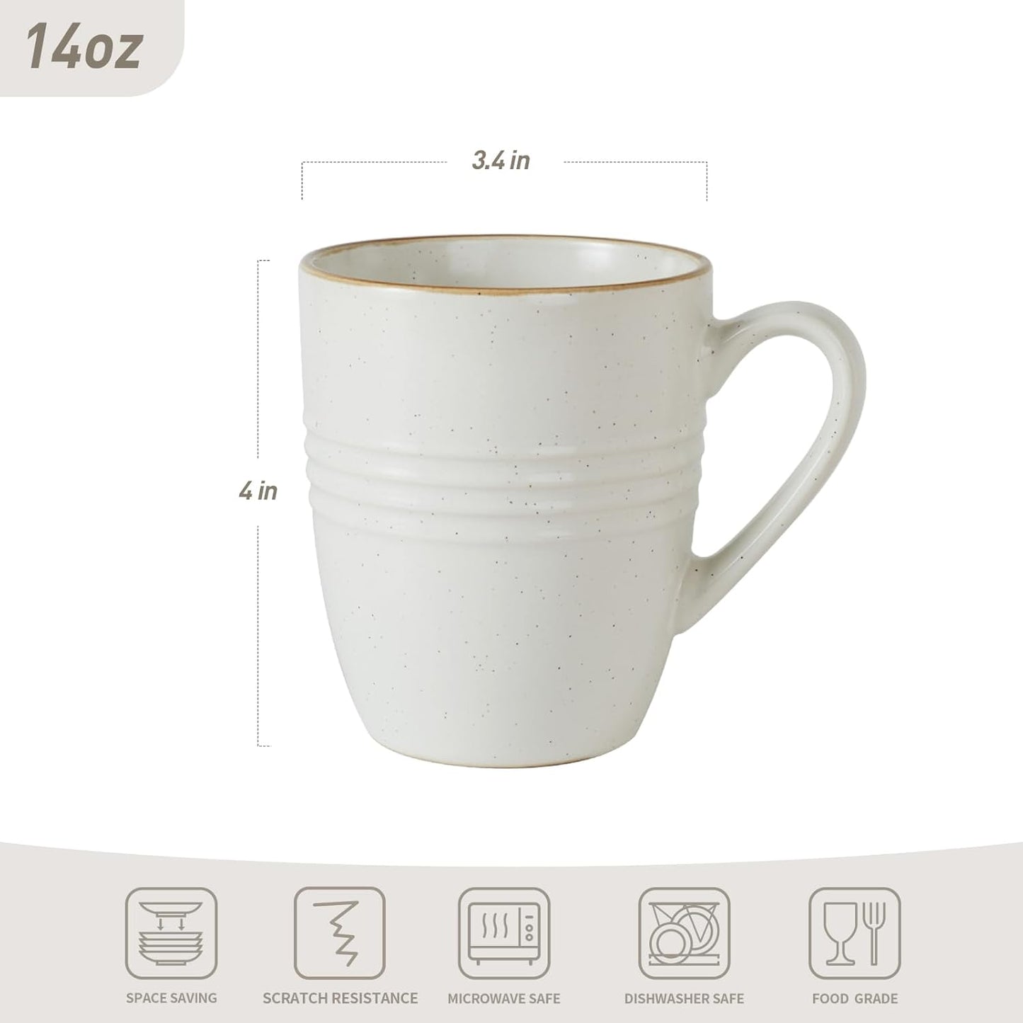 famiware Jupiter Coffee Mugs Set of 4, 14 OZ Coffee Mug, Microwave and Dishwasher Safe, Coffee Cups with Handle for Coffee, Tea, Cocoa, Milk, Multi-color