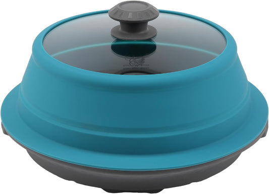 Microwave Splatter Silicone Cover Collapsible Steamer, Vented Multifunction Splash Lid with Glass Dish Bowl Plate for Food Cooking Bacon Maker, Dishwasher Safe BPA-Free 10.5 inch Cookware Set
