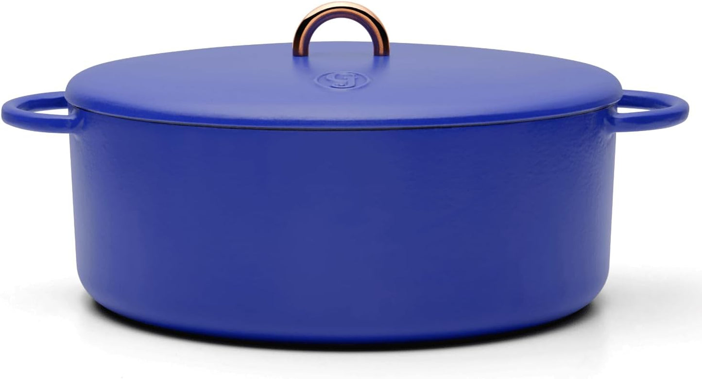 Great Jones Dutchess Cast Iron Dutch Oven Pot With Lid (Blueberry) - Large 6.75 Quart Size, Dual Handles - All Stovetop Safe - 500° Dutch Oven For Bread Baking | Dishwasher Friendly