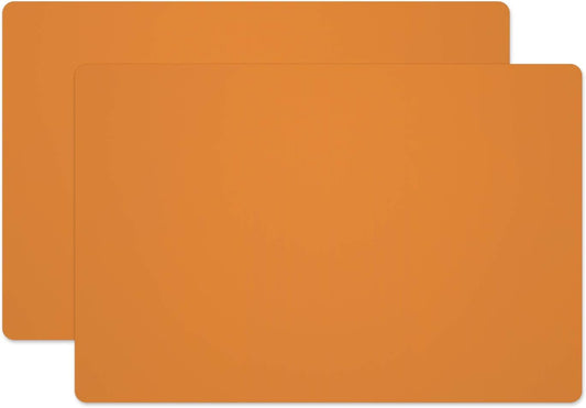 Silicone Placemats, Food-Grade Non-Slip Waterproof, Dining, Stain Resistant, Countertop Protector, Kitchen Counter Mat, Heat Resistant, Baking mat Dishwasher Safe (23.6"×15.7"-2pack, Orange)