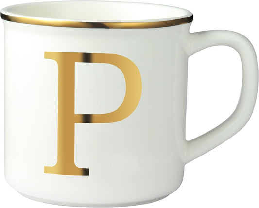 Miicol Ceramic Coffee Mug 16 oz, Monogram Coffee Cup, Golden Initial Tea Mug, Personalized Tea Cup, Unique Gift, Large Mug for Home, Office, Letter P