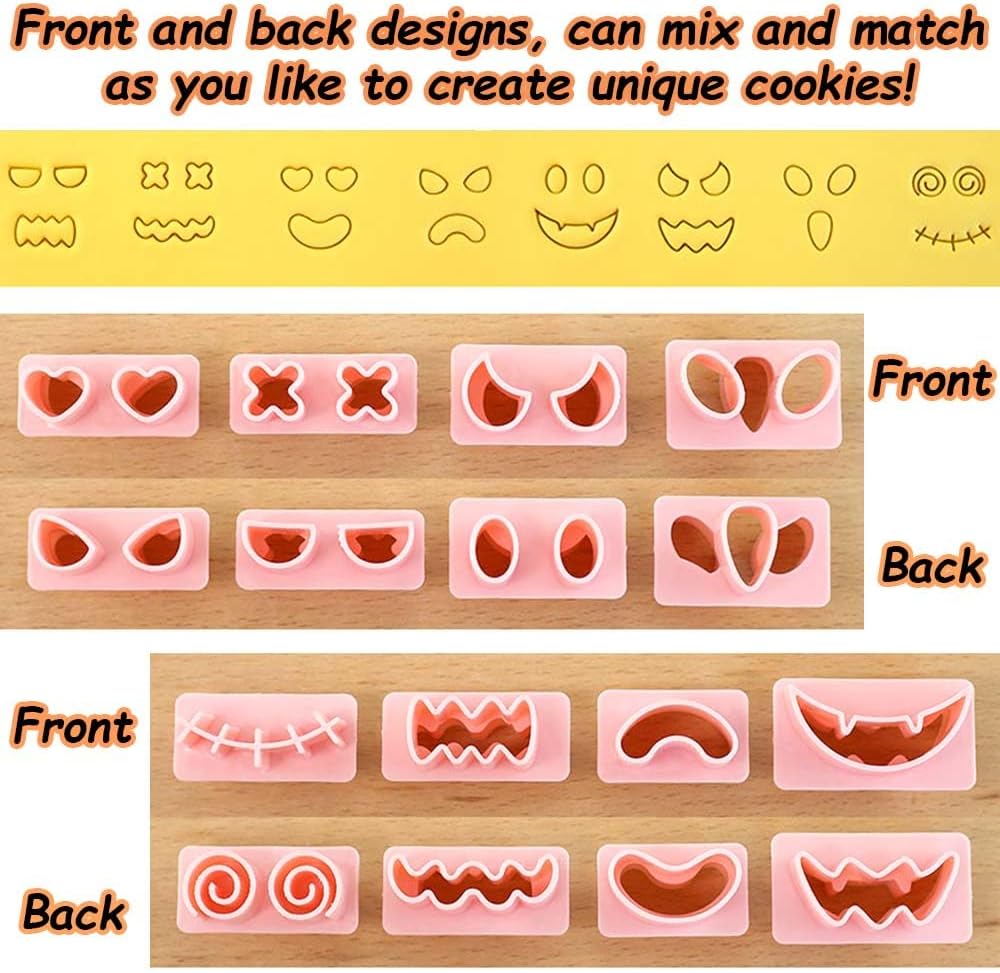 Mini Ghost Cookie Cutters, DIY 3d Halloween Raised Design Cookie Stamps, Cookie Cutter Set suitable for Frosting Decoration, Mini Gingerbread Pie Molds, Day of The Dead Decorations (Ghost)