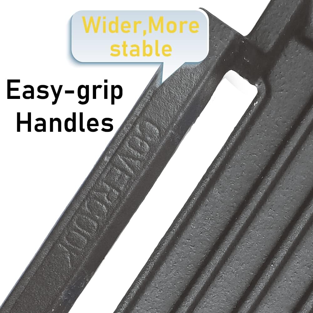 COVERCOOK Griddle Pan, Cast Iron Grill Hot Plate, Rectangular Grill, 2 handles with Ridged Surface for Induction Electric Cooktop，16 x 9inch