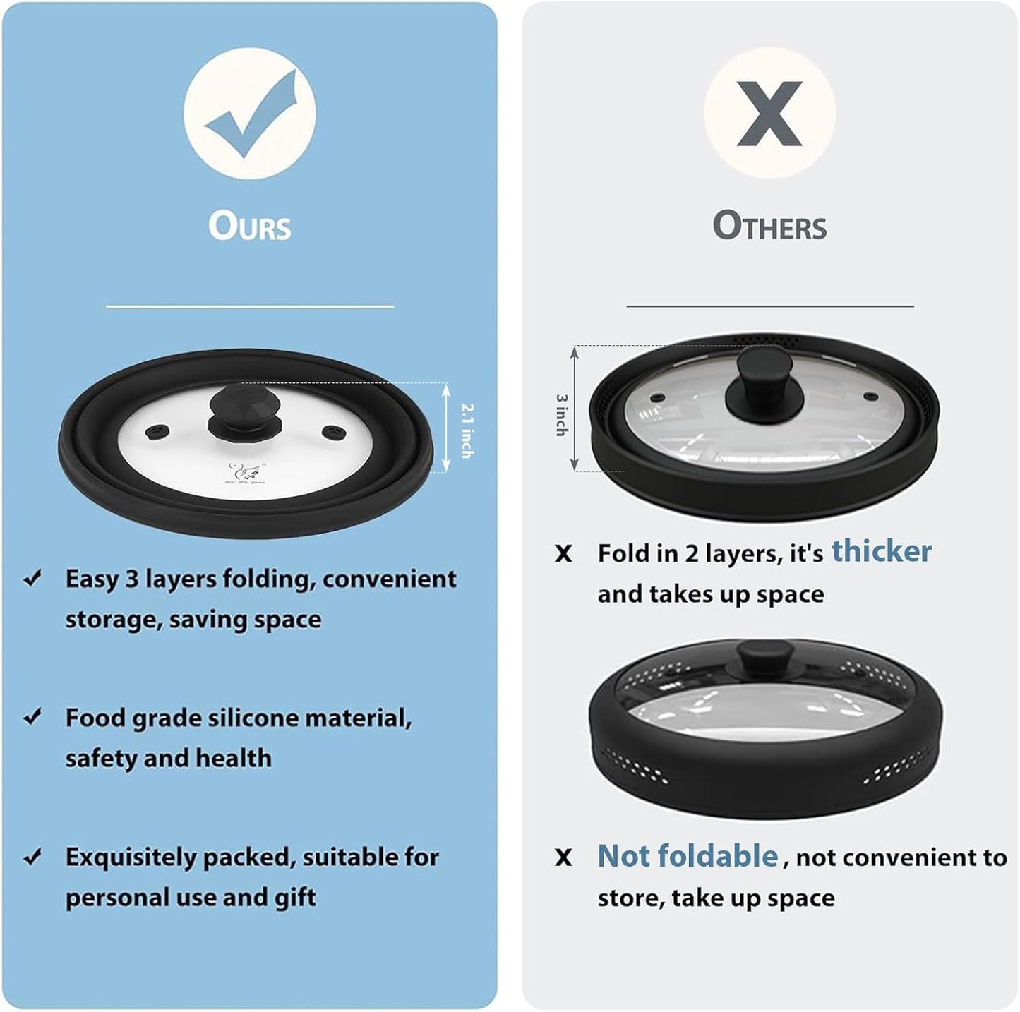 Microwave Splatter Cover Vented Glass Splatter Guard Lid with Collapsible Silicone for Food as Pot Cover 11.8 inch Large Plate for 6 7 8 9 10 11 inch Plate Bowl Black