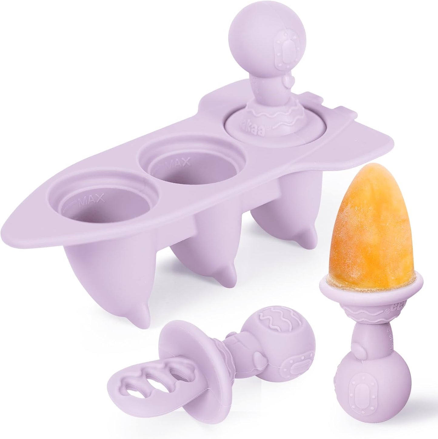 Haakaa Astronaut Ice Pop Mould Set – Mini Silicone Popsicle Molds with Sticks for Kids, Ice Pop Maker with Anti-Choke Astronaut Handles, Ice Cream & Frozen Treat Molds
