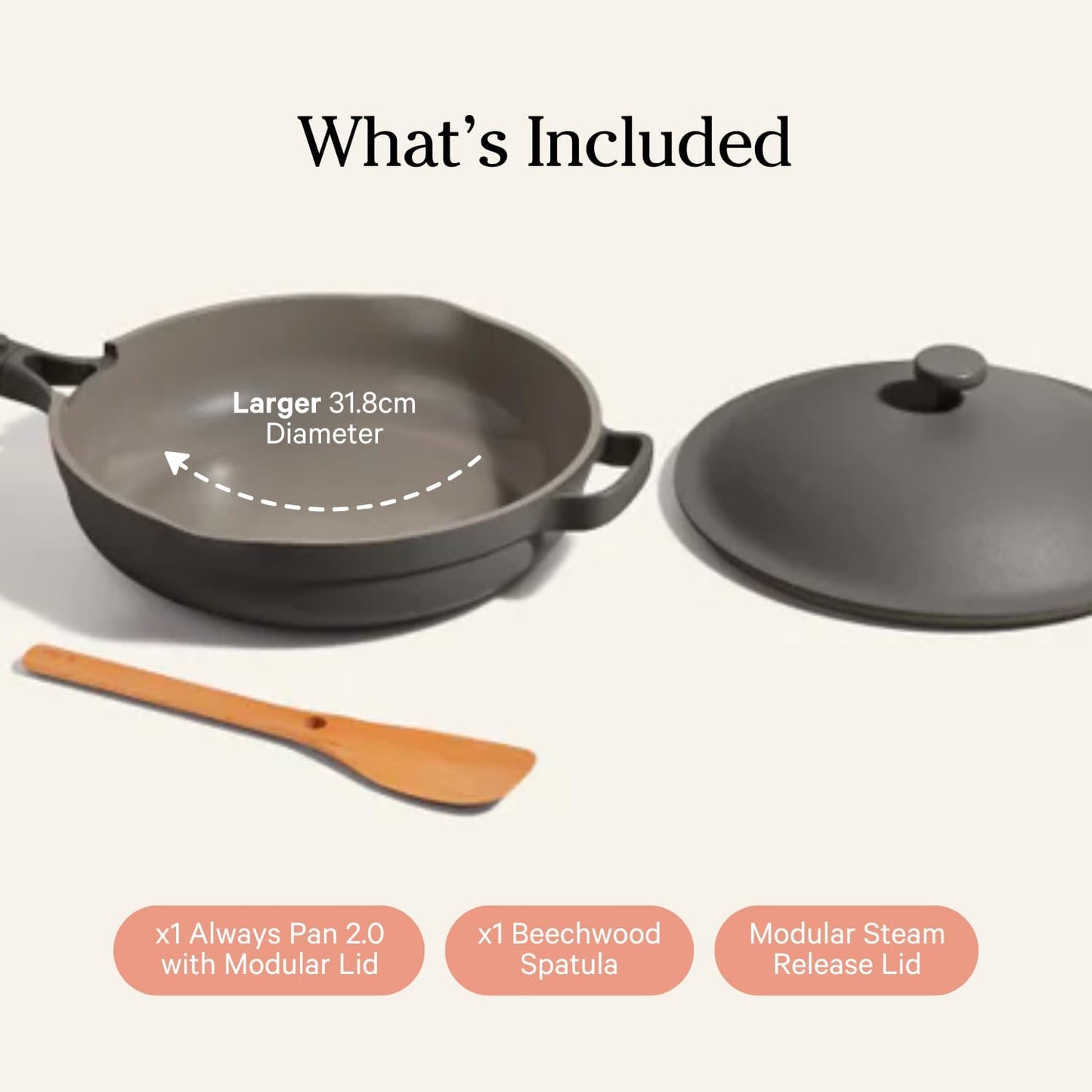 Our Place Large Always Pan 2.0-12.5” (4 Qt) Nonstick, Toxin-Free Ceramic Cookware | Patented 10-in-1 Aluminum Frying & Sauté Pan | Safe for Oven, Induction & All Cooktops up to 450°F | Char