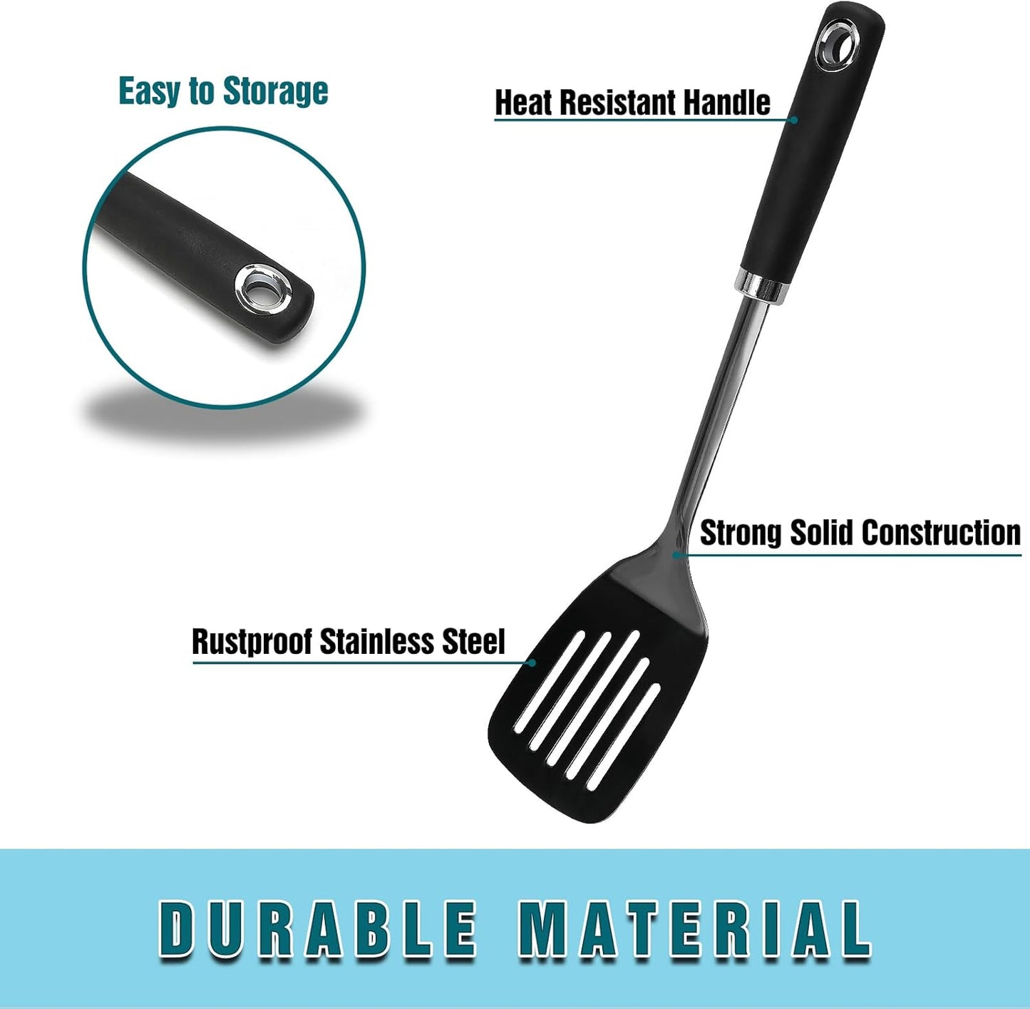 Brushed Slotted Stainless Steel Turner, Metal Spatulas for kitchen Use, Non-Slip Slotted Turner with Ergonomic Handle, Heavy Duty Cooking Utensils for Flipping Grilling Fish Eggs
