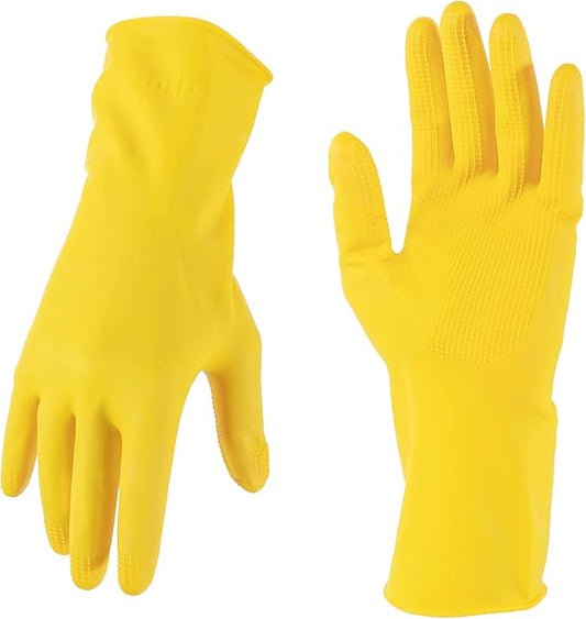 MAMISON 10 Pack Simple and Short Hands Gloves, Reusable Non-Slip Rubber Gloves Large Size