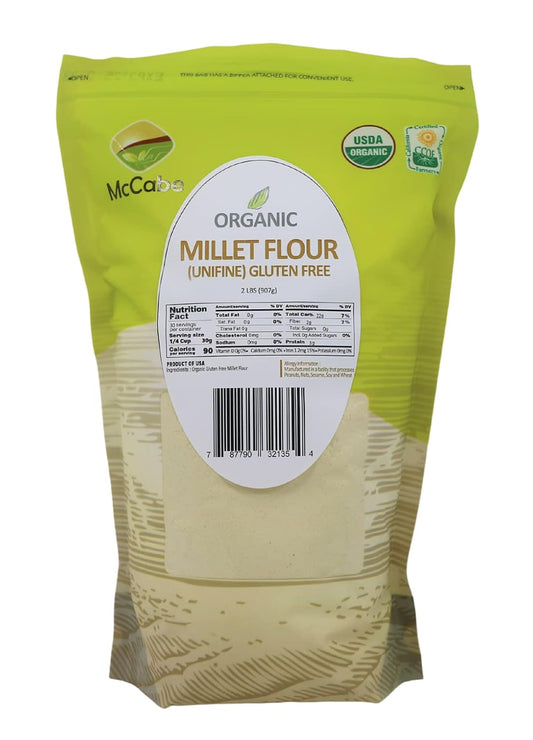 McCabe Organic Millet Flour - Millet Flour Organic | Rich with Fiber & Minerals | USDA and CCOF Certified | Product of USA | 2Lbs