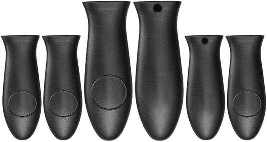 Silicone Hot Handle Holder Small Cast Iron Handle Cover Skillet Handle Cover Griddle Cover Cookware Handles Cover for Frying Pans & Griddles Sleeve Grip Handle Cover Small & Large Black 6 Pcs