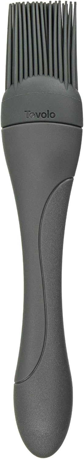 Tovolo Large 9” Heat Resistant Kitchen Silicone Cooking Brush Great for Pastry Baking Basting Sauces Marinades Glazing Oil Brushing Baste Meats Pastries Cakes Desserts, Charcoal Gray