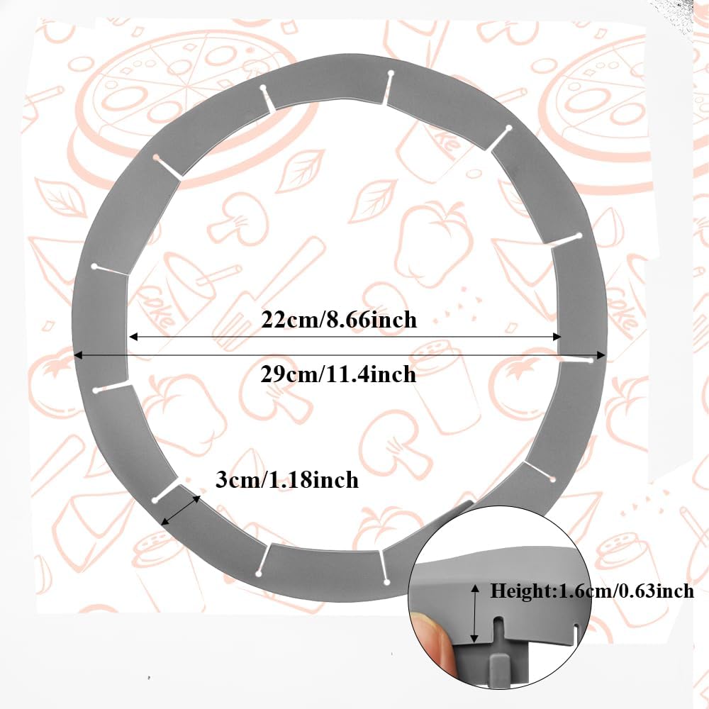 Adjustable Pie Crust Shields, Silicone Baking Protectors, Cover Ring Tools Fits 8-11.4 Inch Pies, Baking Pie Pizza Crust Shield Protector Cover for Edges ﻿ (Grey 2 + Transparent 2)