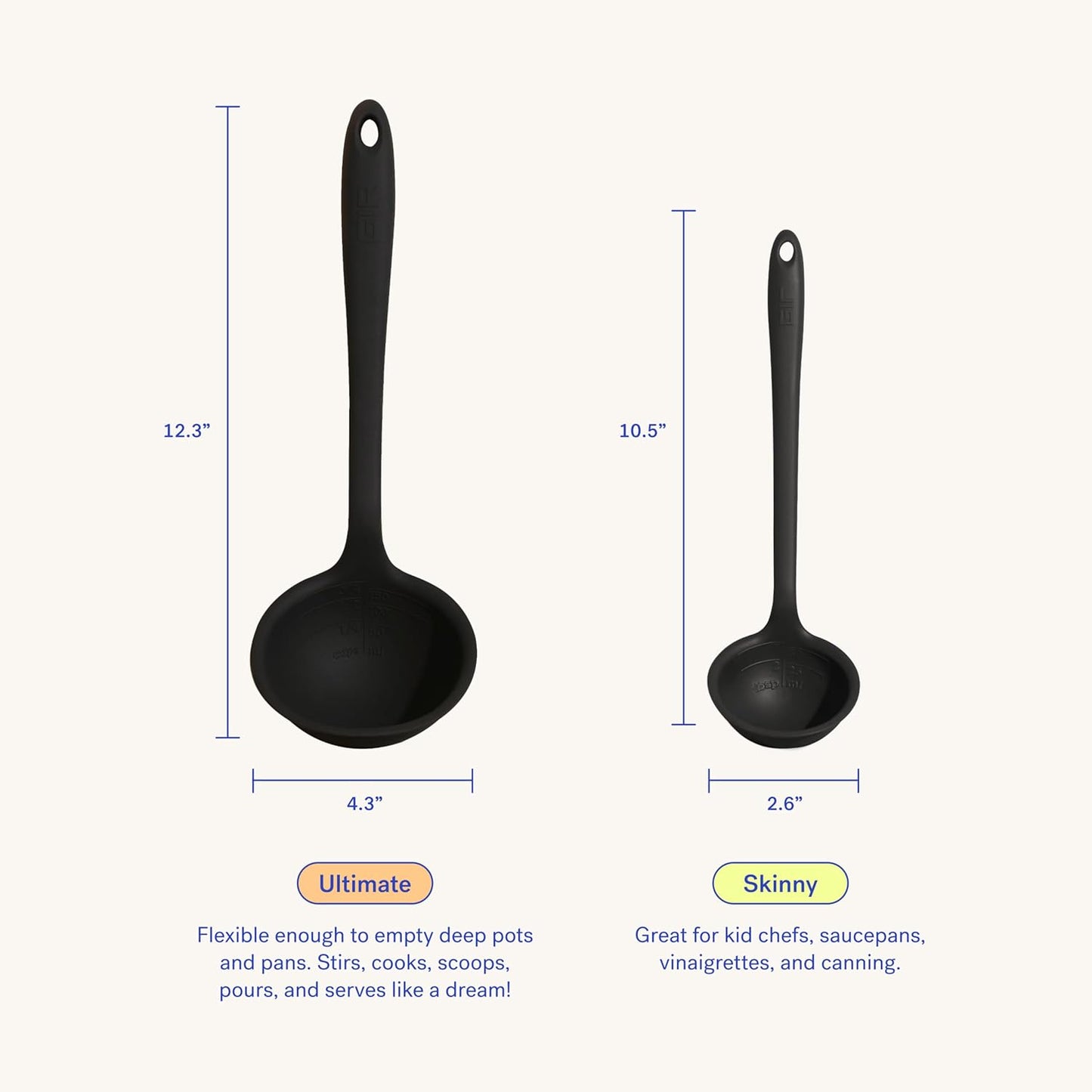 GIR: Get It Right Silicone Ladle Spoon –High Heat Resistant Kitchen Tool, Durable Cooking Utensil for Serving Soups, Stews, Sauces, and Dressings, Ultimate - 13IN - Slate