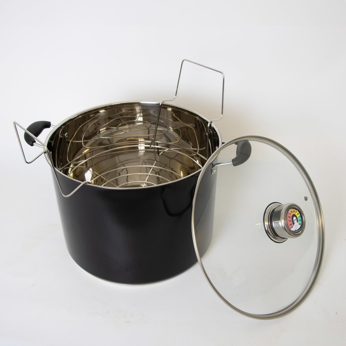 Lehman's 21.5-Quart Water Bath Canner with Pressure Gauge, Durable Stainless Steel Stockpot for Home Canning and Preserving, Black