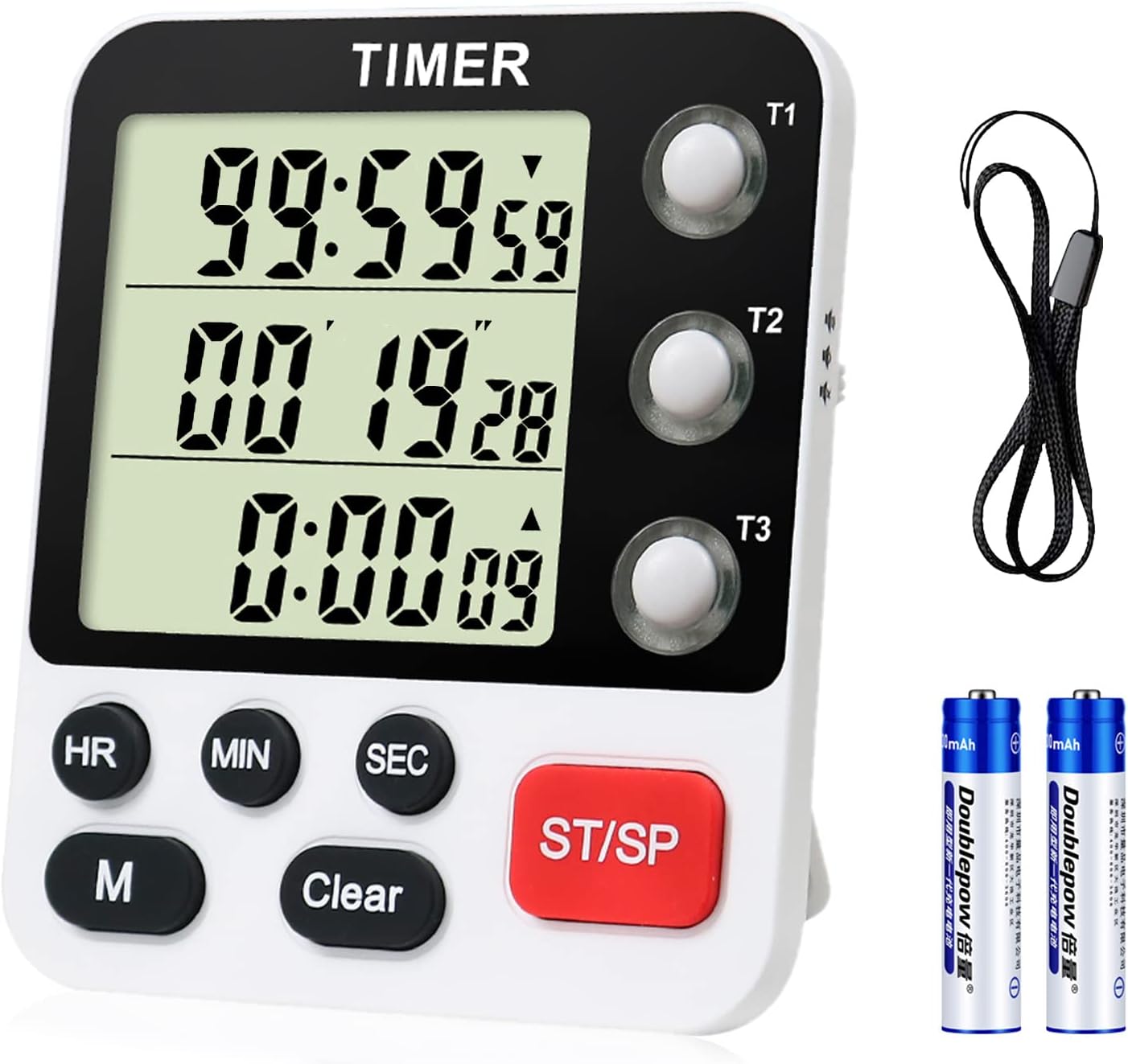 Digital 3 Channels Kitchen Cooking Multiple Timer with Large LCD Count ...