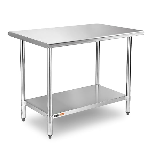 Stainless Steel Table for Prep & Work 24 x 36 inches,3ft,Heavy Duty Metal Table with Adjustable Undershelf for Commercial Kitchen, Restaurant, Home, Hotel, Laundry Room,Garage, Workshops
