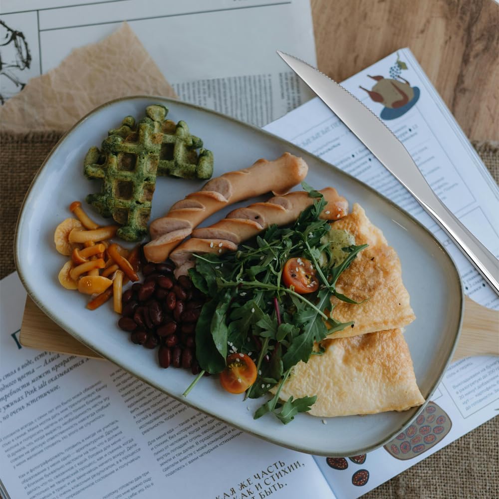 Steak Knives,12 piece Steak knife set,18/10 Stainless Steel Silverware Set Steak Knife Set For Home,Kitchen,Restaurant And Hotel,Mirror Polished& Dishwasher Safe