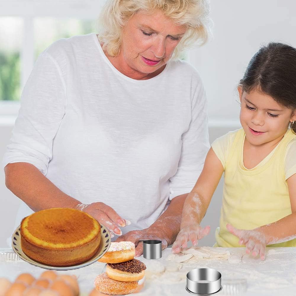 9 Pieces Stainless Steel Cookie Cutter Set Biscuit Plain Edge Round Cutters Metal Ring Baking Molds