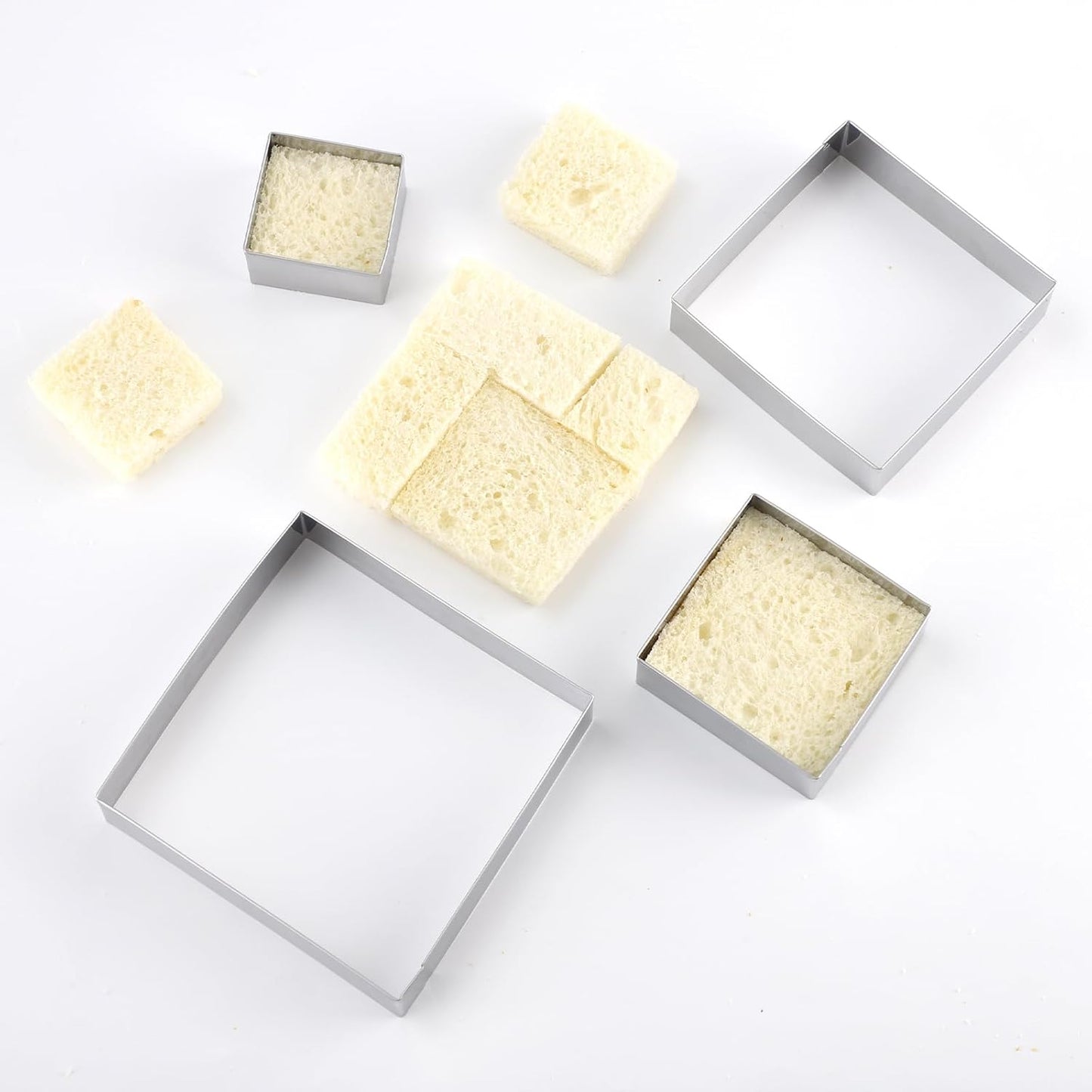 Square cookie cutters ANCKNE Stainless Steel Rectangle Biscuit Molds Square Pastry Molds Fondant Cake Cookie Cutter Set (2 "and 3" and 4 "and 5") 4pcs