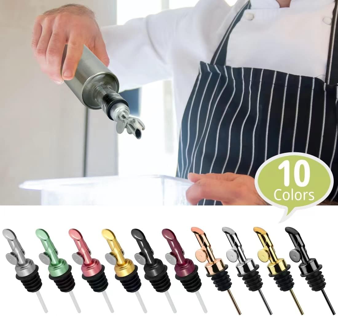 MEETSWEET Olive oil dispenser spout, pour spouts，304stainless steel automatic opening and closing spout, leak-proof, for olive oil, vinegar, wine and other liquid bottles (304gold)