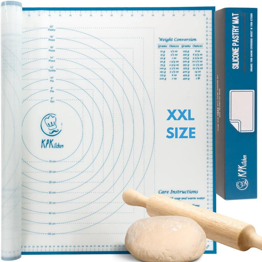 XXL Silicone Pastry Mat – Non-Slip, Easy-Clean Rolling Mat for Dough, Cookies, Pizza & Fondant – Extra Large 23.5” x 31.5” Baking Mat with Printed Measurements & Conversion Chart