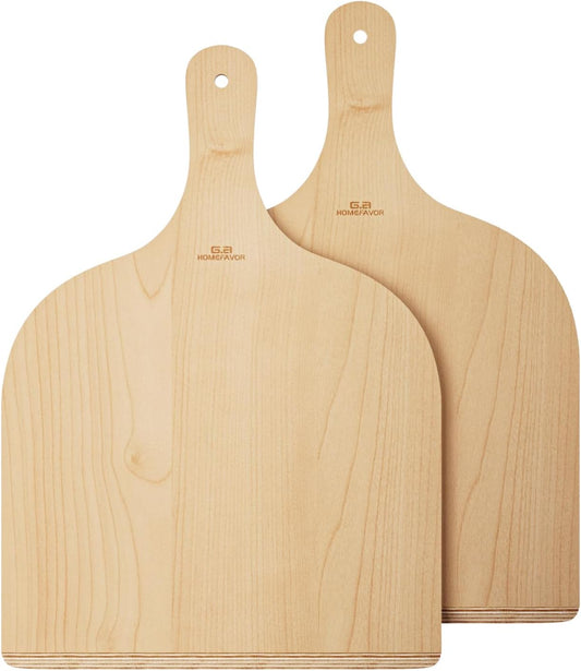 G.a HOMEFAVOR 2 Pack Wooden Pizza Peel - Pizza Paddle Spatula 12 inch with Wood Handle, Oven Accessory for Pizza Making, Large Cutting Board for Transferring Pizza