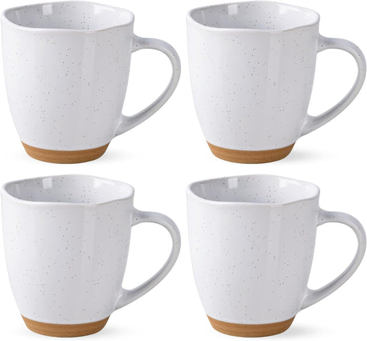 AmorArc 12oz Coffee Mugs, Ceramic Coffee Mugs set of 4 for Man, Woman, Dad, Mom, Modern Coffee Cups with handle for Latte/Cappuccino/Milk/Cocoa. Dishwasher&Microwave Safe, White