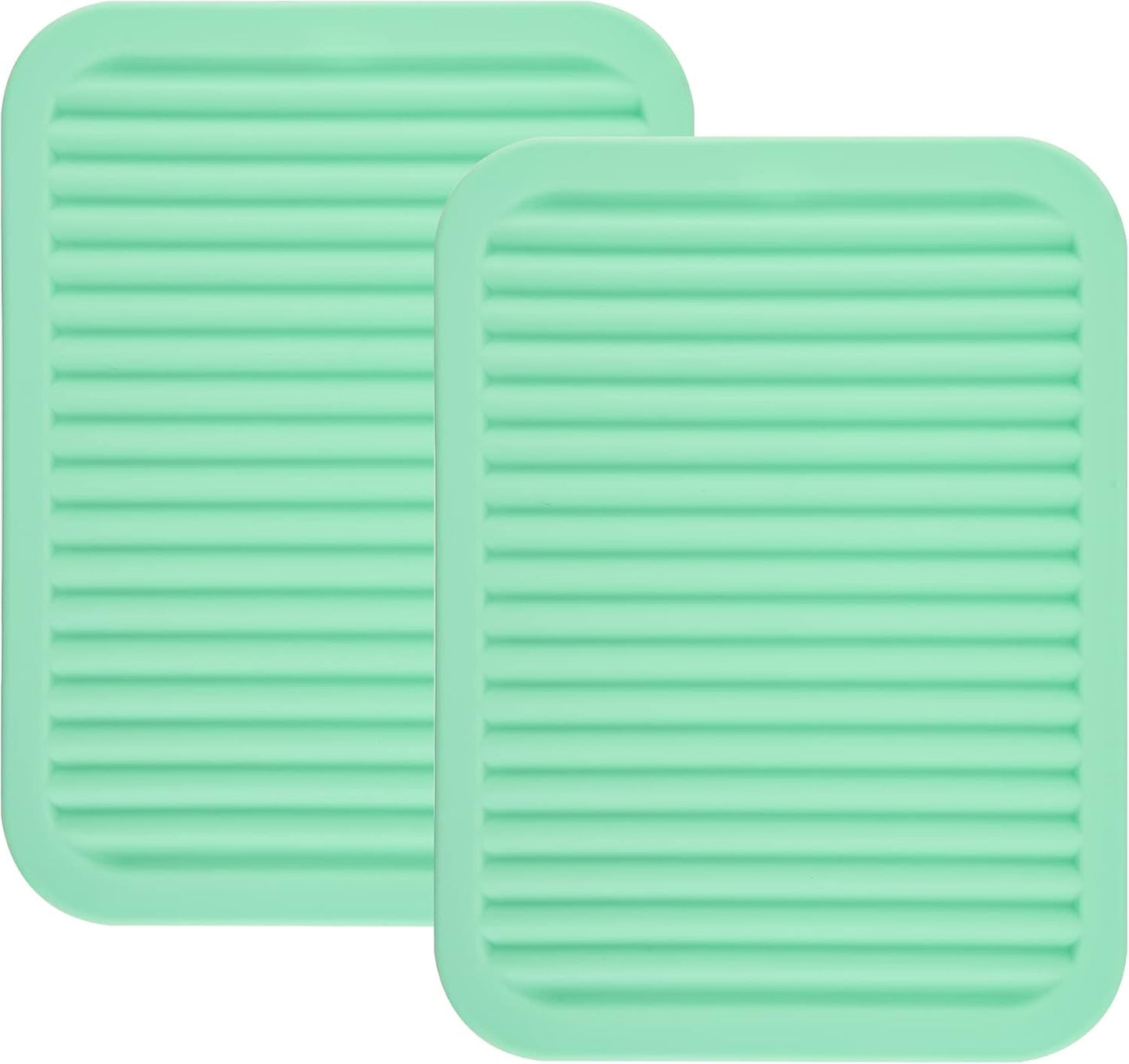 Smithcraft Silicone Trivets Mats for Dishes and Pots, Countertop, Table Hot Pads - Spoon Rest, Drying Mats Set of 2 (Mint Green)