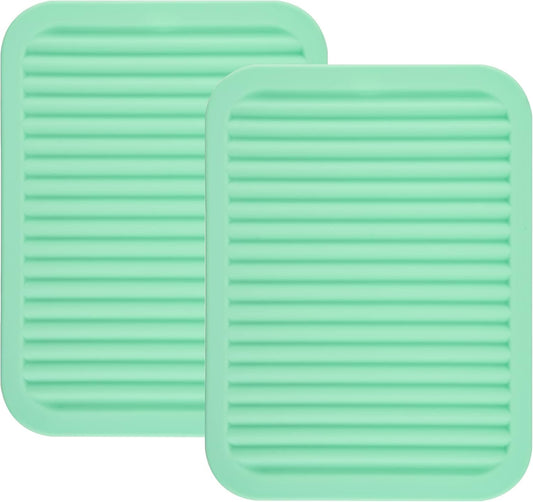 Smithcraft Silicone Trivets Mats for Dishes and Pots, Countertop, Table Hot Pads - Spoon Rest, Drying Mats Set of 2 (Mint Green)