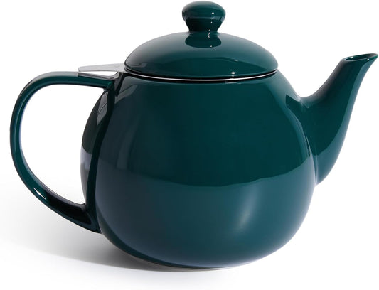 Sweese Teapots for Tea, 27 oz Porcelain Tea pot with Removable Stainless Steel Infuser, Tea Pots for Loose Tea - Dark Green