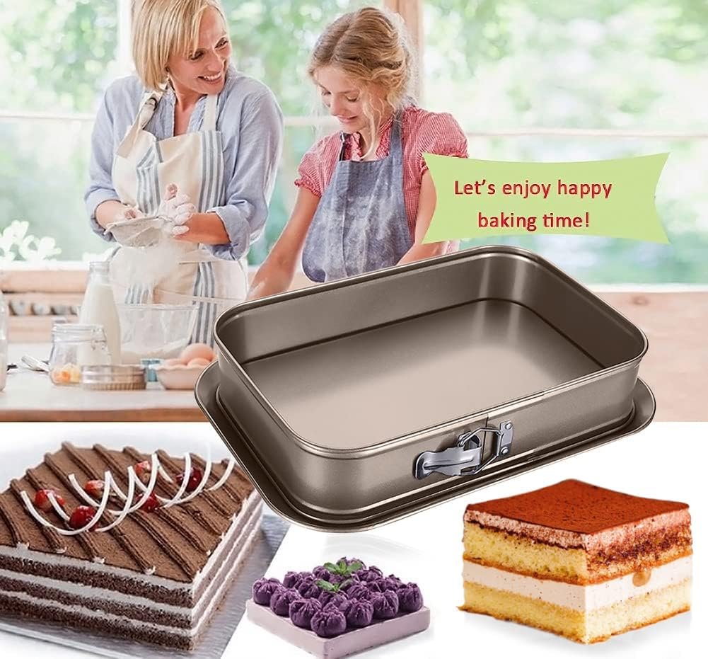 Meleg Otthon Springform Cheesecake Pan - Leakproof, Nonstick, Rectangle, Removable Bottom, Gold (15.7" x 11" x 2.6")