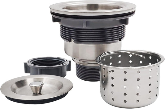 3-1/2-Inch Kitchen Sink Drain Strainer Assembly Kit, GZILA Deep Waste Basket Strainer with Sealing Lid Sink Stopper, 304 Stainless Steel Brushed Nickel