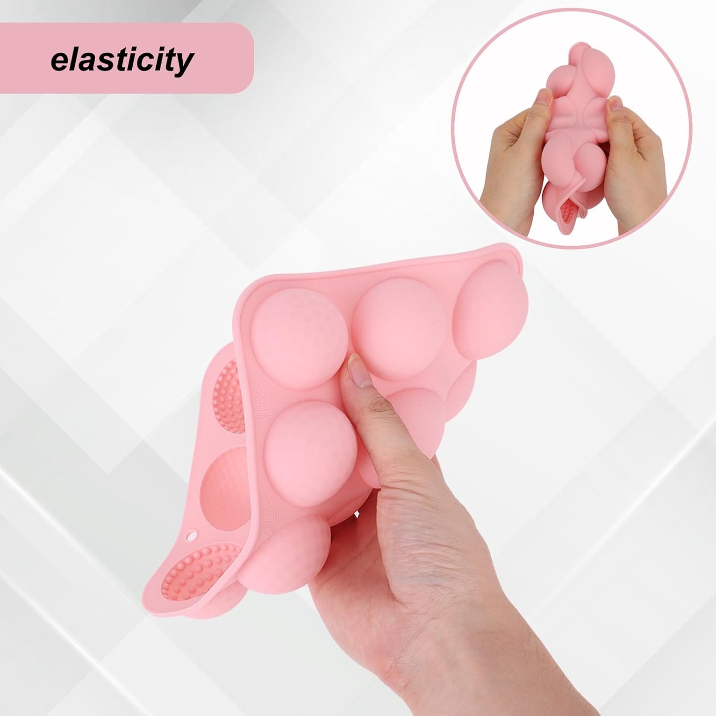 Silicone Golf Ball Chocolate Mold, 12 Cavity Golf Ball Cake Pop Mold for Cake Decorations Hot Chocolate Bombs Candy Fondant and More (Pink)