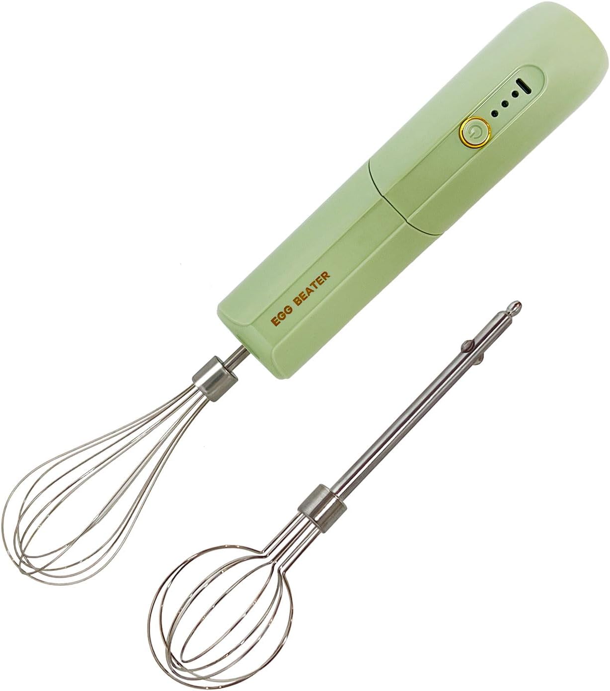 Cordless Hand Mixer, Foldable Design Handheld Electric Whisk with 3 Speed Modes, Hand Held Egg Beater with 2 Detachable Stir Whisks (Green)