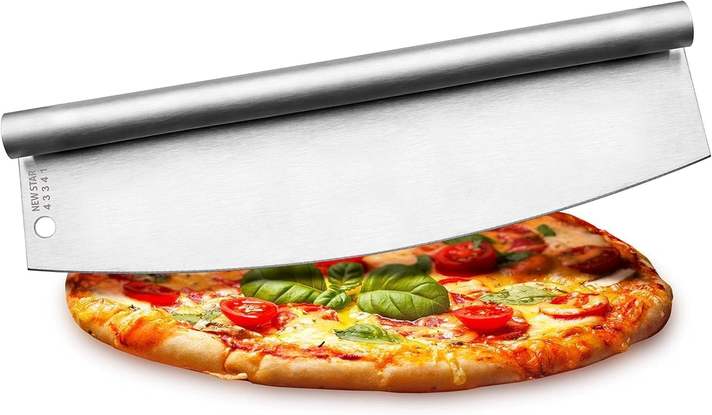 New Star Foodservice 43341 18/8 Stainless Steel Pizza Cutter, 13.75" x 4" Inch, Silver