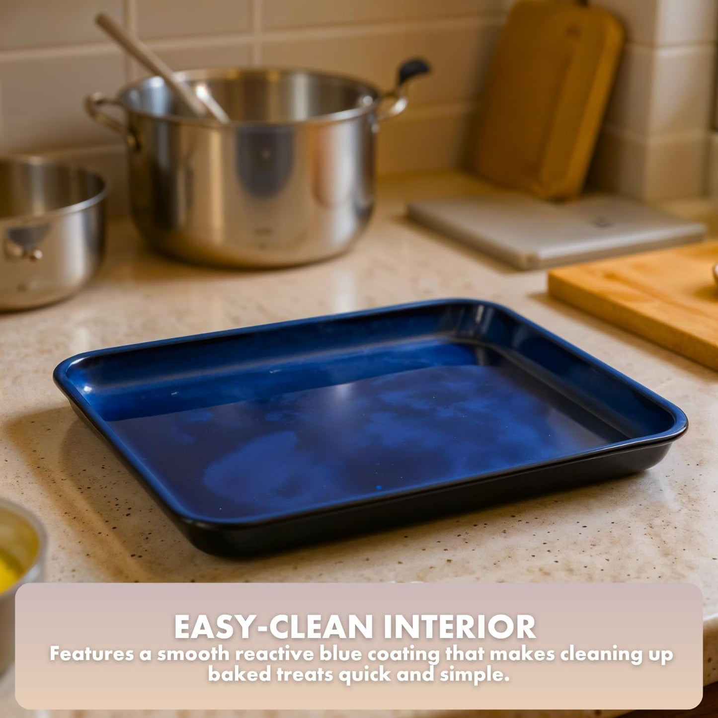 Emeril Lagasse Large Stoneware Baking Sheet – Non Stick Stoneware Cookie Sheet & Baking Tray, Oven Safe Baking Trays for Oven, Ceramic Sheet Pan, 15.75"