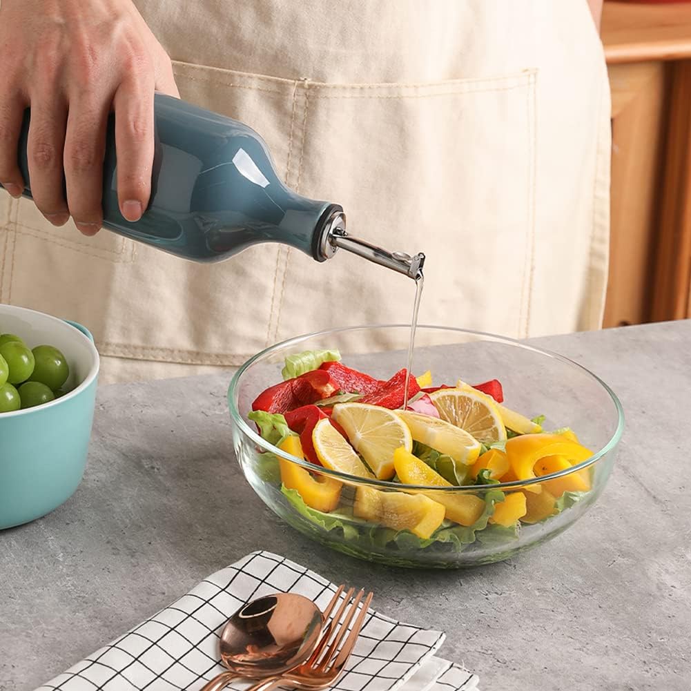 Sweejar Large Ceramic Olive Oil Dispenser Bottle, Opaque Oil Cruet Protects Oil to Reduce Oxidation, Suitable for Storage Oil, Vinegar, Soy Sauce & Other Liquids, Pack of 1, 24 Fl Oz (Black)