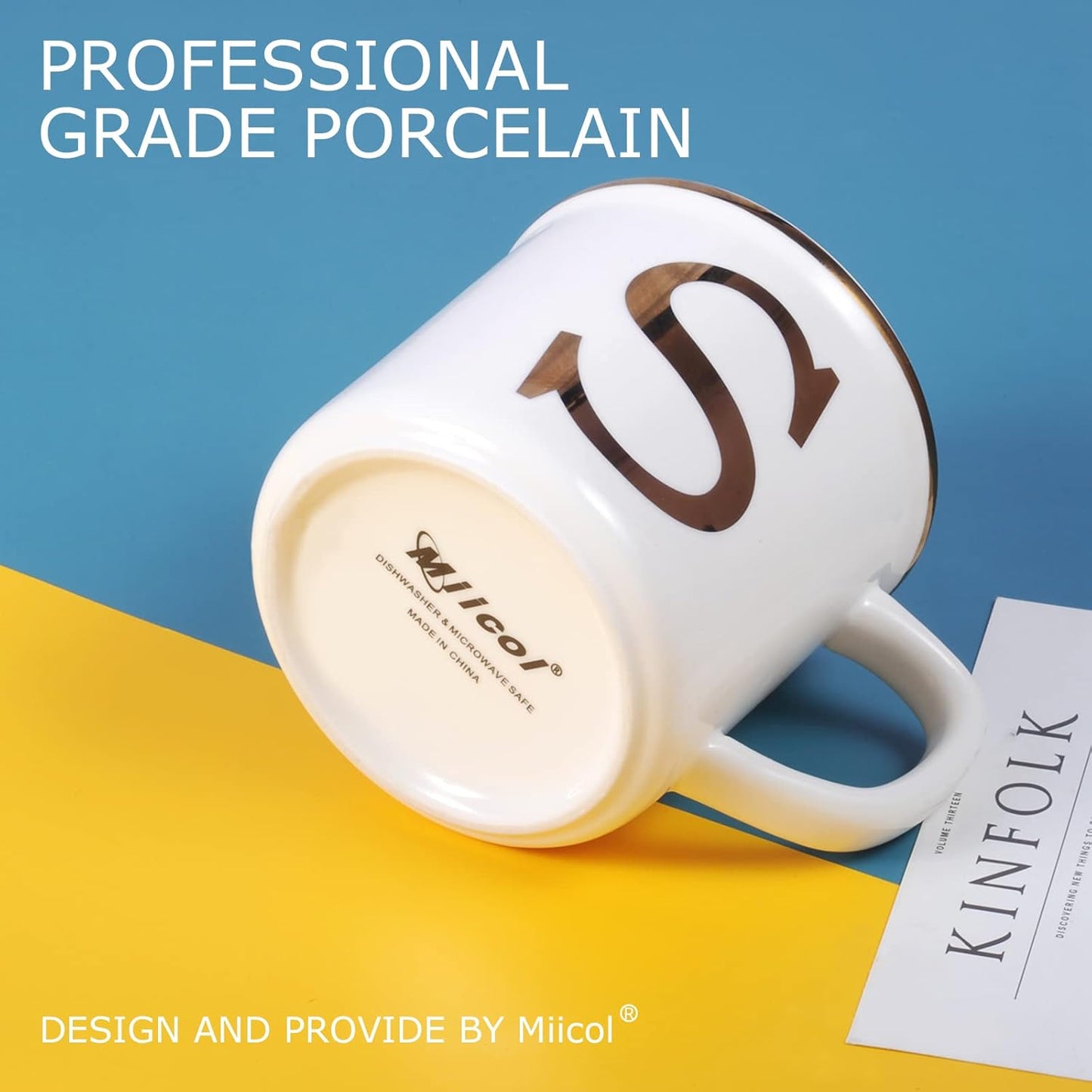 Miicol Ceramic Coffee Mug 16 oz, Monogram Coffee Cup, Golden Initial Tea Mug, Personalized Tea Cup, Unique Gift, Large Mug for Home, Office, Letter S