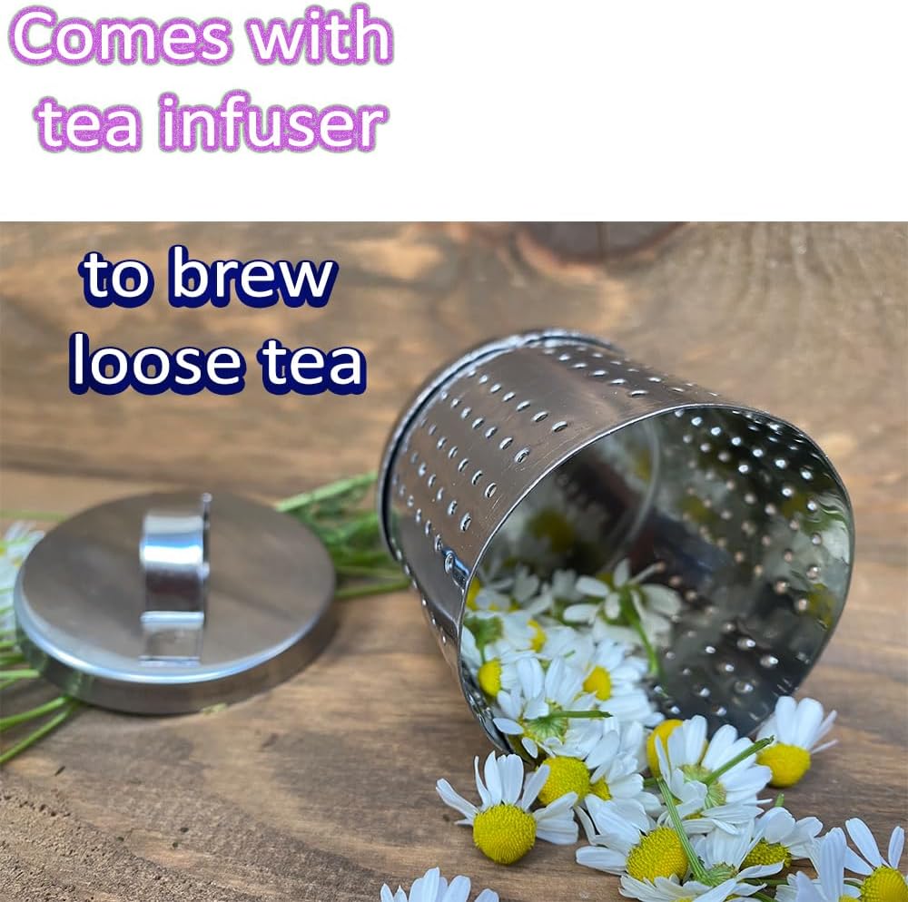 Vintage Turkish Teapot Tea Pots Kettle Set for Stovetop Stove Top Decorative Infuser Party Cups Glasses Floral Unique Boiler Samovar Strainer Loose Leaf Kitchen Style Enamel Decor (White-Blue)