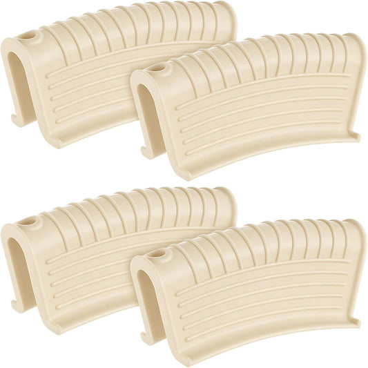 Patelai 4 Pcs Silicone Assist Hot Pan Handle Holder Pot Handle Covers for Cast Iron Skillets Holder Sleeve Nonslip Heat Resistant Pan Cover for Enameled Griddles Casserole Frying Cookware (Beige)