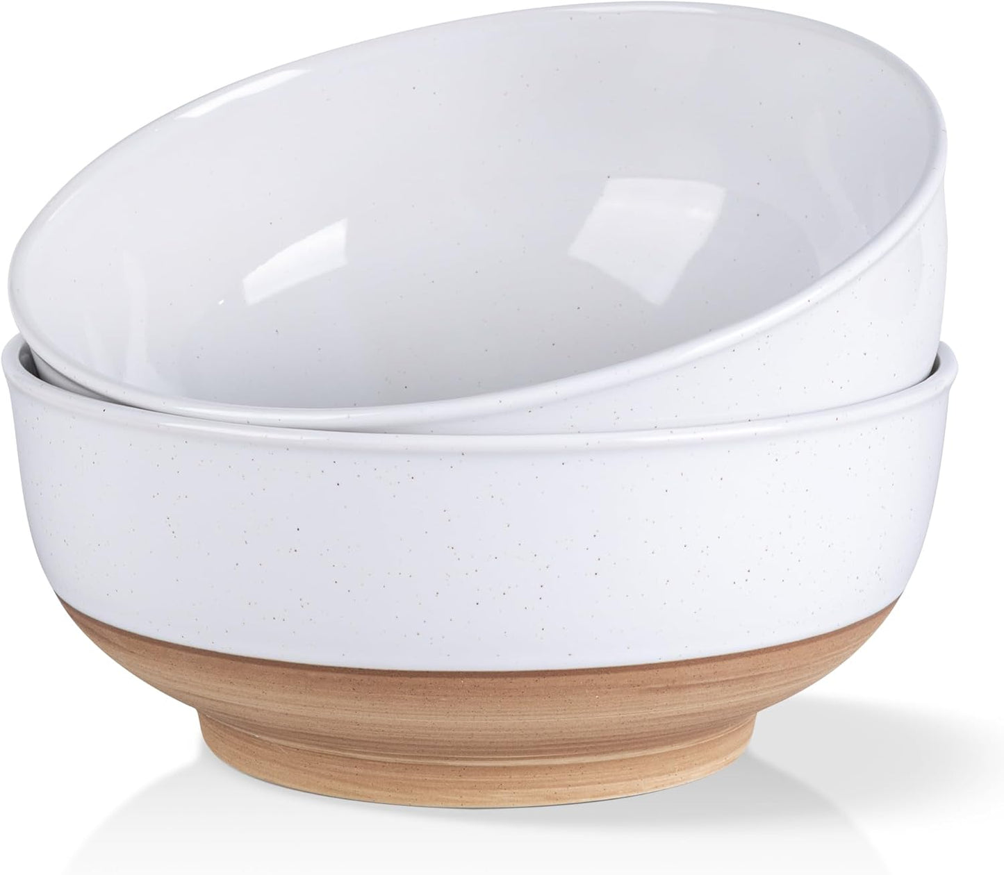 AmorArc 9.8’’ Ceramic Serving Bowls, 95 OZ Extra Large Salad Bowls Set of 2, Stoneware Oversized Bowls with Rustic Terracotta Underside for Salad, Soup and Dinner. Large Bowls for Entertaining&Gift