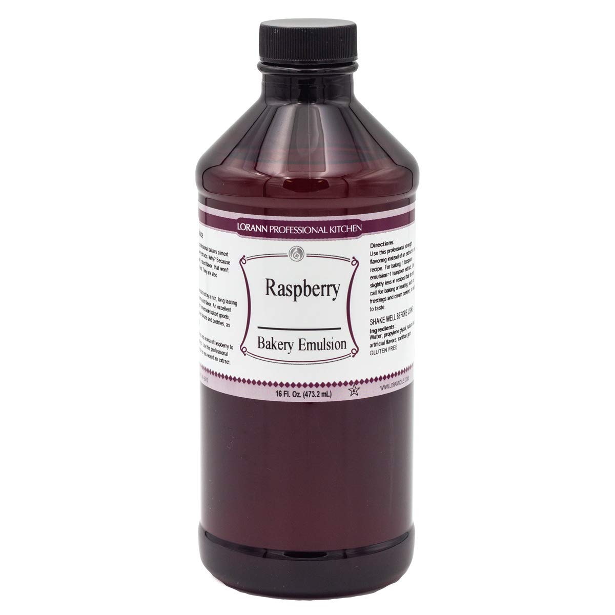 LorAnn Oils Raspberry Bakery Emulsion: True Essence, Ideal for Boosting Fruit Tones in Cakes, Cookies & Desserts, Gluten-Free, Keto-Friendly, Extract Substitute Essential for Your Kitchen,16 Oz