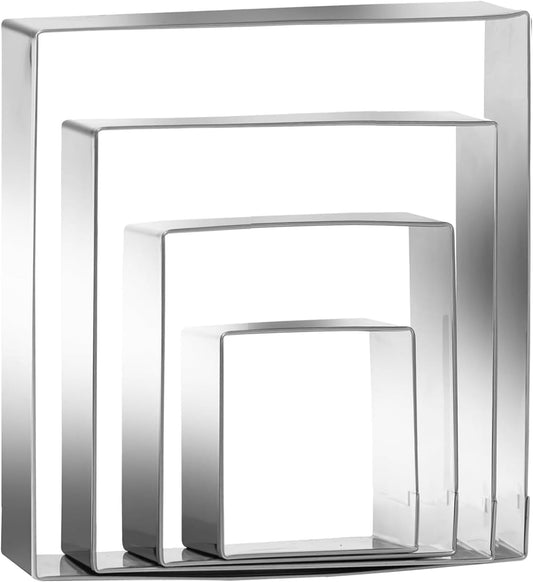 Square cookie cutters ANCKNE Stainless Steel Rectangle Biscuit Molds Square Pastry Molds Fondant Cake Cookie Cutter Set (2 "and 3" and 4 "and 5") 4pcs
