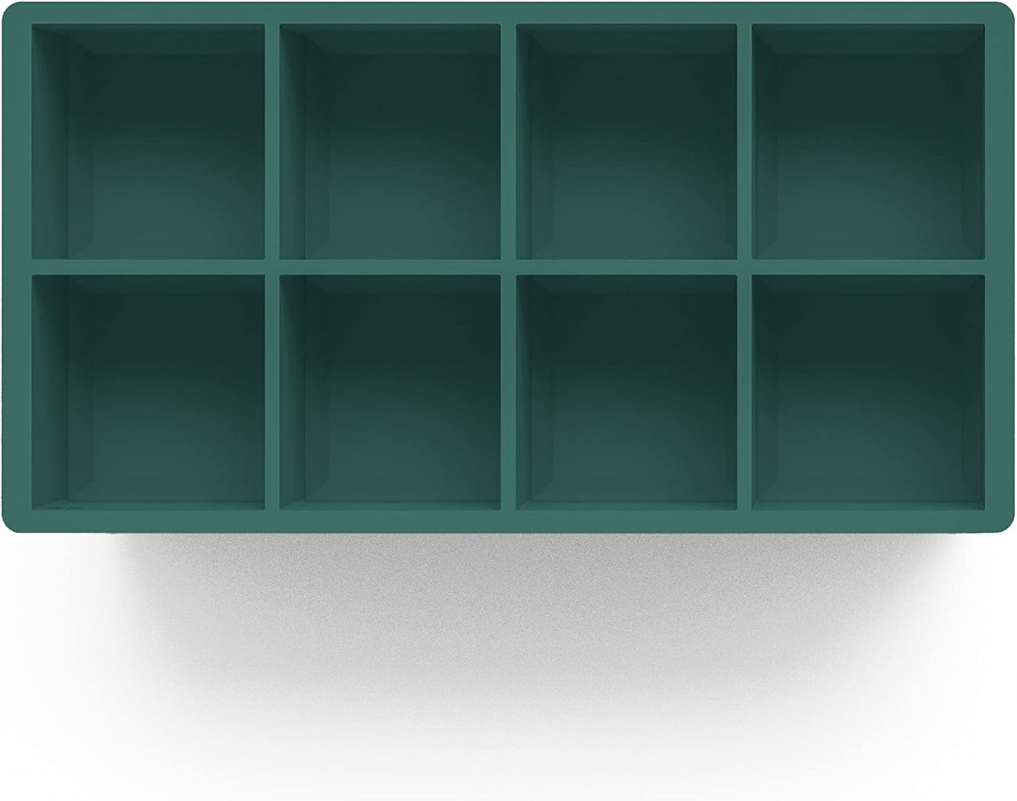 glacio Ice Cube Molds – 2-Pack Silicone Trays for 8 Large Square Cubes – Slow-Melt Ice for Whiskey, Cocktails, Coffee & More