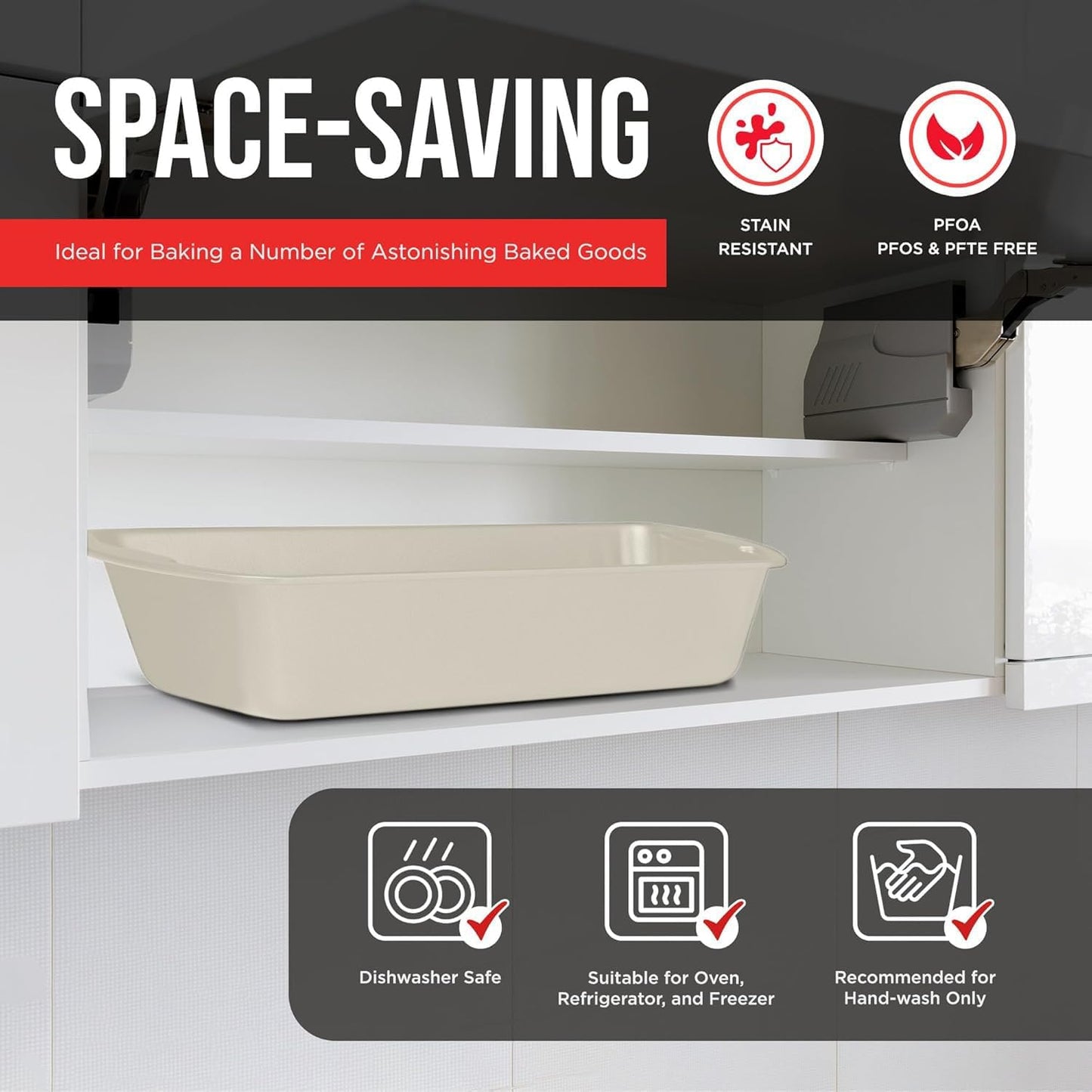 Nonstick Loaf Pan Set Pack of 1, Carbon Steel 11" Large Baking Bread Pan, Oven Safe Up to 450°F, PFOA, PFOS, PTFE Free, Space Saving Stackable Design, Stain Resistant, Dishwasher Friendly,White Marble