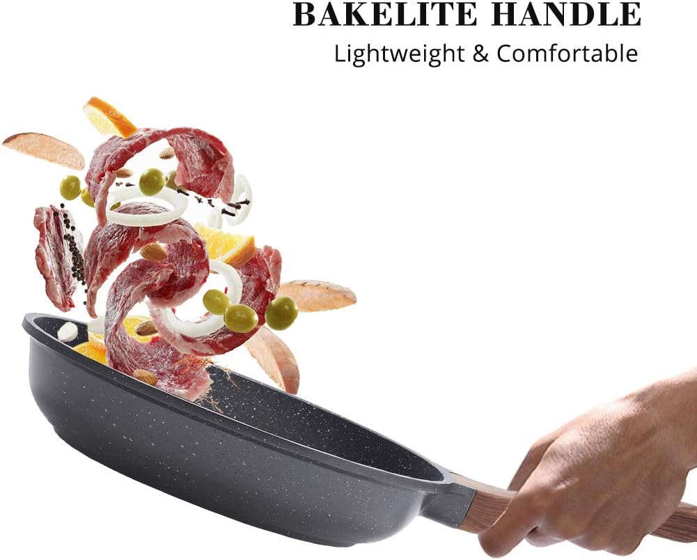 SENSARTE Nonstick Cookware Set 23-Piece, Non Stick Pots and Pans Set with Swiss Granite Coating, Healthy Kitchen Cooking Set, Stay-Cool Handles