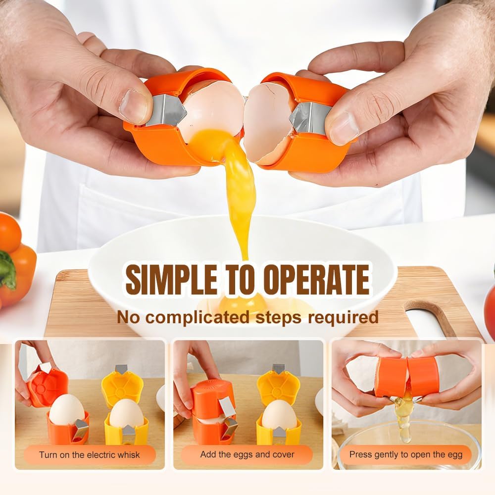 2026 New Egg opener, Egg Shell Separator for Raw Eggs Gadgets Cracker Tool, Upgrade Stainless Steel Egg Cutter Egg Cracker Tool Multifunctional Egg Cutter Multipack (1, Orange)